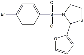 3-[(4-bromophenyl)sulfonyl]-2-(2-furyl)-1,3-thiazolidine Structure