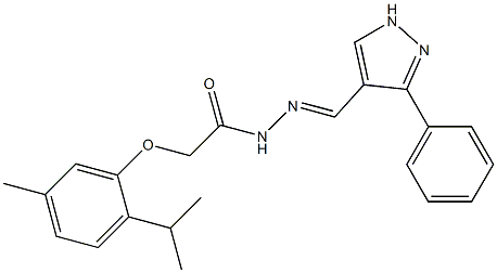 2-(2-isopropyl-5-methylphenoxy)-N'-[(3-phenyl-1H-pyrazol-4-yl)methylene]acetohydrazide Structure