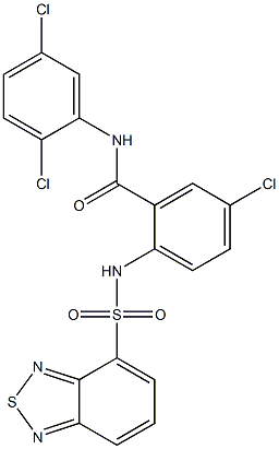 2-[(2,1,3-benzothiadiazol-4-ylsulfonyl)amino]-5-chloro-N-(2,5-dichlorophenyl)benzamide,,结构式