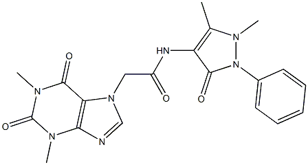 2-(1,3-dimethyl-2,6-dioxo-1,2,3,6-tetrahydro-7H-purin-7-yl)-N-(1,5-dimethyl-3-oxo-2-phenyl-2,3-dihydro-1H-pyrazol-4-yl)acetamide 结构式