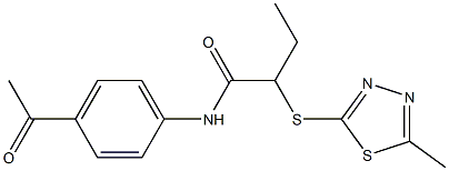 N-(4-acetylphenyl)-2-[(5-methyl-1,3,4-thiadiazol-2-yl)sulfanyl]butanamide 结构式