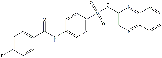 4-fluoro-N-{4-[(2-quinoxalinylamino)sulfonyl]phenyl}benzamide Struktur