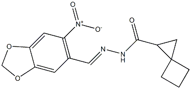 N'-({6-nitro-1,3-benzodioxol-5-yl}methylene)spiro[2.3]hexane-1-carbohydrazide Structure