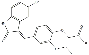 {4-[(5-bromo-2-oxo-1,2-dihydro-3H-indol-3-ylidene)methyl]-2-ethoxyphenoxy}acetic acid Structure