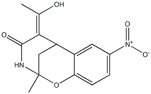 12-(1-hydroxyethylidene)-4-nitro-9-methyl-8-oxa-10-azatricyclo[7.3.1.0~2,7~]trideca-2,4,6-trien-11-one 化学構造式