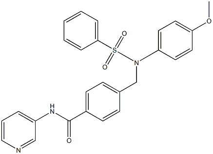 4-{[4-methoxy(phenylsulfonyl)anilino]methyl}-N-(3-pyridinyl)benzamide,,结构式