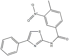 3-nitro-4-methyl-N-(4-phenyl-1,3-thiazol-2-yl)benzamide 结构式