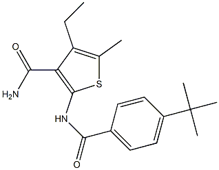 2-[(4-tert-butylbenzoyl)amino]-4-ethyl-5-methyl-3-thiophenecarboxamide 化学構造式