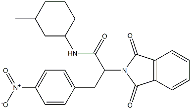 2-(1,3-dioxo-1,3-dihydro-2H-isoindol-2-yl)-3-{4-nitrophenyl}-N-(3-methylcyclohexyl)propanamide,,结构式