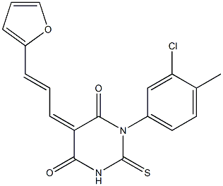 1-(3-chloro-4-methylphenyl)-5-[3-(2-furyl)-2-propenylidene]-2-thioxodihydro-4,6(1H,5H)-pyrimidinedione Structure