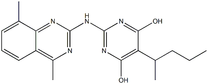 2-[(4,8-dimethyl-2-quinazolinyl)amino]-5-(1-methylbutyl)-4,6-pyrimidinediol 结构式