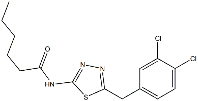 N-[5-(3,4-dichlorobenzyl)-1,3,4-thiadiazol-2-yl]hexanamide 化学構造式