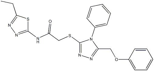 N-(5-ethyl-1,3,4-thiadiazol-2-yl)-2-{[5-(phenoxymethyl)-4-phenyl-4H-1,2,4-triazol-3-yl]sulfanyl}acetamide,,结构式