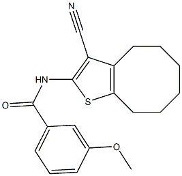 N-(3-cyano-4,5,6,7,8,9-hexahydrocycloocta[b]thien-2-yl)-3-methoxybenzamide Structure