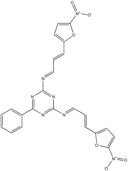 2,4-bis[(3-{5-nitro-2-furyl}-2-propenylidene)amino]-6-phenyl-1,3,5-triazine 结构式