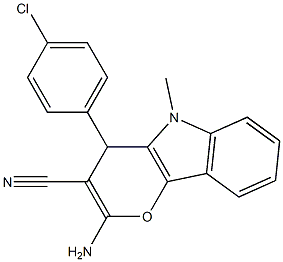 2-amino-4-(4-chlorophenyl)-5-methyl-4,5-dihydropyrano[3,2-b]indole-3-carbonitrile Structure