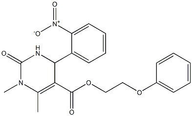 2-phenoxyethyl 4-{2-nitrophenyl}-1,6-dimethyl-2-oxo-1,2,3,4-tetrahydropyrimidine-5-carboxylate,,结构式