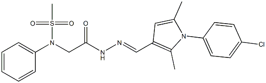 N-[2-(2-{[1-(4-chlorophenyl)-2,5-dimethyl-1H-pyrrol-3-yl]methylene}hydrazino)-2-oxoethyl]-N-phenylmethanesulfonamide,,结构式