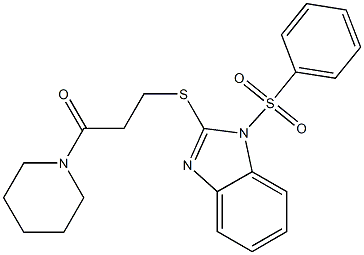 3-oxo-3-(1-piperidinyl)propyl 1-(phenylsulfonyl)-1H-benzimidazol-2-yl sulfide Struktur