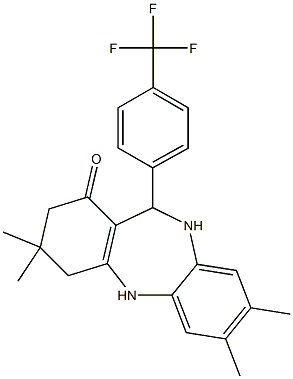 3,3,7,8-tetramethyl-11-[4-(trifluoromethyl)phenyl]-2,3,4,5,10,11-hexahydro-1H-dibenzo[b,e][1,4]diazepin-1-one Struktur