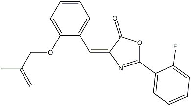 2-(2-fluorophenyl)-4-{2-[(2-methyl-2-propenyl)oxy]benzylidene}-1,3-oxazol-5(4H)-one 化学構造式