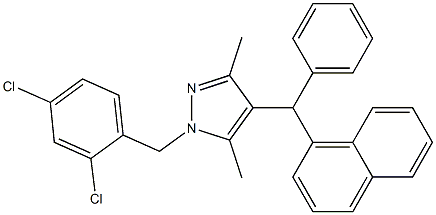 1-(2,4-dichlorobenzyl)-3,5-dimethyl-4-[1-naphthyl(phenyl)methyl]-1H-pyrazole Struktur