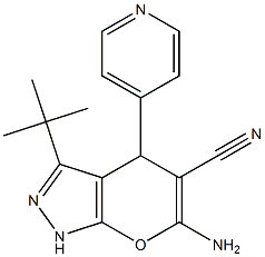 6-amino-3-tert-butyl-4-(4-pyridinyl)-1,4-dihydropyrano[2,3-c]pyrazole-5-carbonitrile 化学構造式