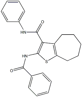 2-(benzoylamino)-N-phenyl-5,6,7,8-tetrahydro-4H-cyclohepta[b]thiophene-3-carboxamide,,结构式