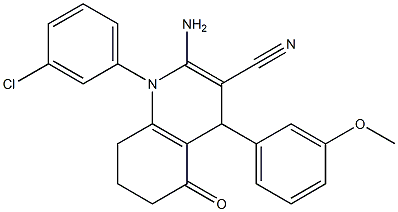 2-amino-1-(3-chlorophenyl)-4-(3-methoxyphenyl)-5-oxo-1,4,5,6,7,8-hexahydro-3-quinolinecarbonitrile Structure