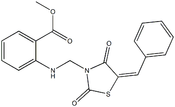 methyl 2-{[(5-benzylidene-2,4-dioxo-1,3-thiazolidin-3-yl)methyl]amino}benzoate 化学構造式