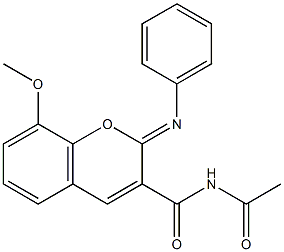 N-acetyl-8-methoxy-2-(phenylimino)-2H-chromene-3-carboxamide Structure