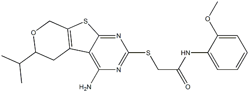 2-[(4-amino-6-isopropyl-5,8-dihydro-6H-pyrano[4',3':4,5]thieno[2,3-d]pyrimidin-2-yl)sulfanyl]-N-(2-methoxyphenyl)acetamide|