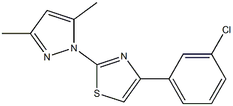 4-(3-chlorophenyl)-2-(3,5-dimethyl-1H-pyrazol-1-yl)-1,3-thiazole 化学構造式