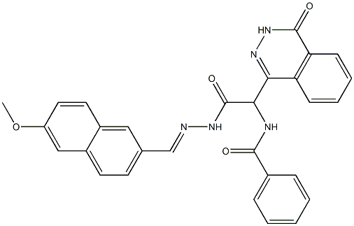 N-[2-{2-[(6-methoxy-2-naphthyl)methylene]hydrazino}-2-oxo-1-(4-oxo-3,4-dihydro-1-phthalazinyl)ethyl]benzamide Structure