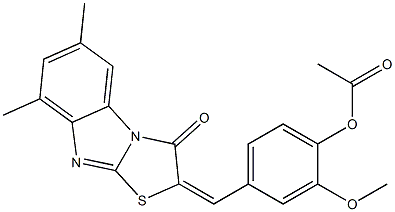 4-[(6,8-dimethyl-3-oxo[1,3]thiazolo[3,2-a]benzimidazol-2(3H)-ylidene)methyl]-2-methoxyphenyl acetate Struktur