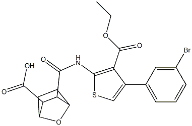 3-({[4-(3-bromophenyl)-3-(ethoxycarbonyl)thien-2-yl]amino}carbonyl)-7-oxabicyclo[2.2.1]heptane-2-carboxylic acid,,结构式