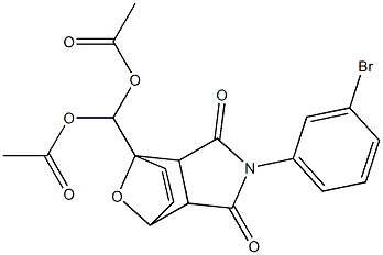 (acetyloxy)[4-(3-bromophenyl)-3,5-dioxo-10-oxa-4-azatricyclo[5.2.1.0~2,6~]dec-8-en-1-yl]methyl acetate 化学構造式