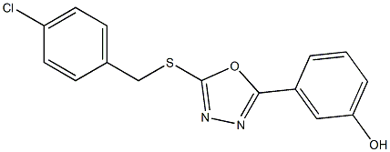 3-(5-{[(4-chlorophenyl)methyl]sulfanyl}-1,3,4-oxadiazol-2-yl)phenol,,结构式