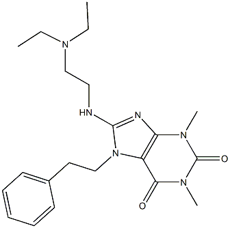 8-{[2-(diethylamino)ethyl]amino}-1,3-dimethyl-7-(2-phenylethyl)-3,7-dihydro-1H-purine-2,6-dione,,结构式