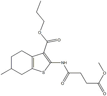 propyl 2-[(4-methoxy-4-oxobutanoyl)amino]-6-methyl-4,5,6,7-tetrahydro-1-benzothiophene-3-carboxylate,,结构式