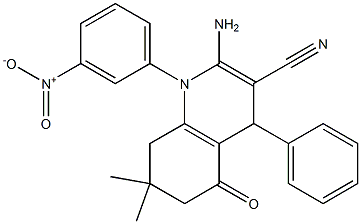 2-amino-1-{3-nitrophenyl}-7,7-dimethyl-5-oxo-4-phenyl-1,4,5,6,7,8-hexahydroquinoline-3-carbonitrile,,结构式