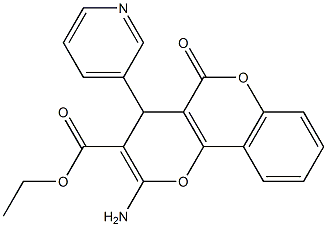 ethyl 2-amino-5-oxo-4-(3-pyridinyl)-4H,5H-pyrano[3,2-c]chromene-3-carboxylate Struktur