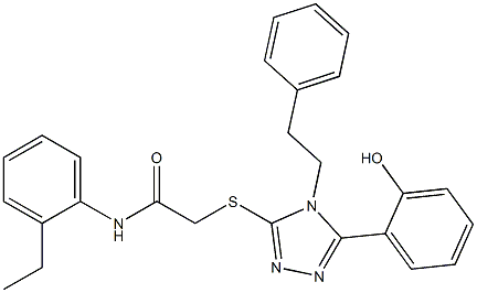 N-(2-ethylphenyl)-2-{[5-(2-hydroxyphenyl)-4-(2-phenylethyl)-4H-1,2,4-triazol-3-yl]sulfanyl}acetamide 化学構造式