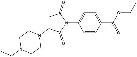 ethyl 4-[3-(4-ethyl-1-piperazinyl)-2,5-dioxo-1-pyrrolidinyl]benzoate,,结构式