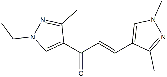 3-(1,3-dimethyl-1H-pyrazol-4-yl)-1-(1-ethyl-3-methyl-1H-pyrazol-4-yl)-2-propen-1-one 化学構造式
