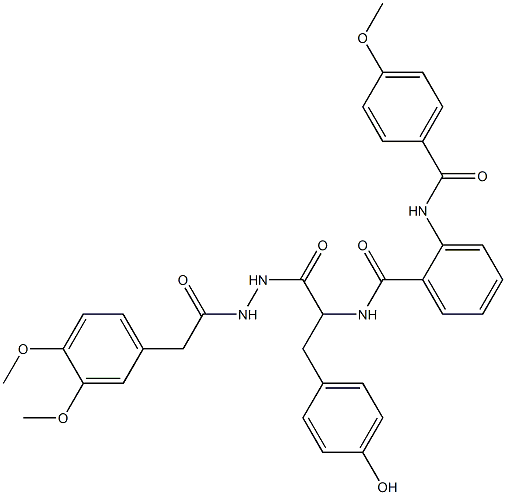 N-[2-{2-[(3,4-dimethoxyphenyl)acetyl]hydrazino}-1-(4-hydroxybenzyl)-2-oxoethyl]-2-[(4-methoxybenzoyl)amino]benzamide Structure