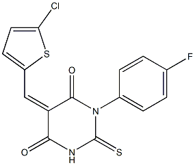 5-[(5-chloro-2-thienyl)methylene]-1-(4-fluorophenyl)-2-thioxodihydro-4,6(1H,5H)-pyrimidinedione Structure