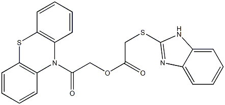 2-oxo-2-(10H-phenothiazin-10-yl)ethyl (1H-benzimidazol-2-ylsulfanyl)acetate 化学構造式