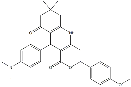 4-methoxybenzyl 4-[4-(dimethylamino)phenyl]-2,7,7-trimethyl-5-oxo-1,4,5,6,7,8-hexahydro-3-quinolinecarboxylate 结构式