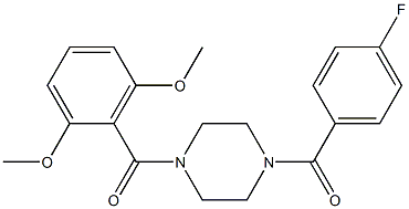 1-(2,6-dimethoxybenzoyl)-4-(4-fluorobenzoyl)piperazine 化学構造式